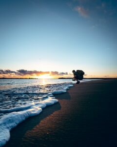 Strand im Sonnenuntergang Nahaufnahme